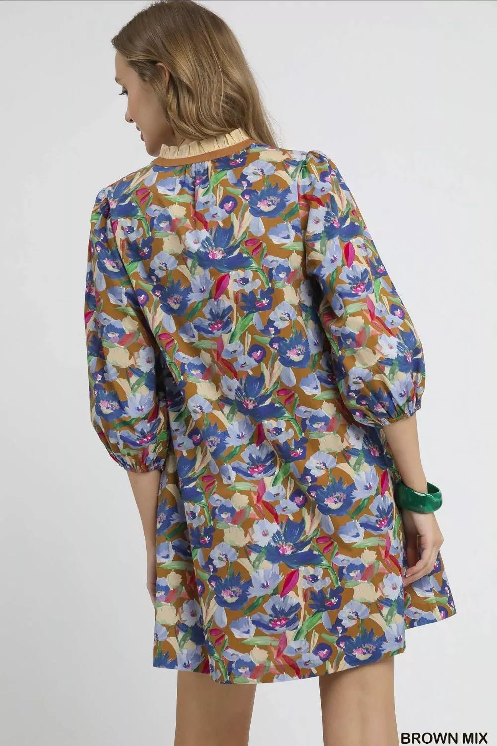 Umgee Boho Floral Balloon Sleeve Mini Dress - Jennie Dots