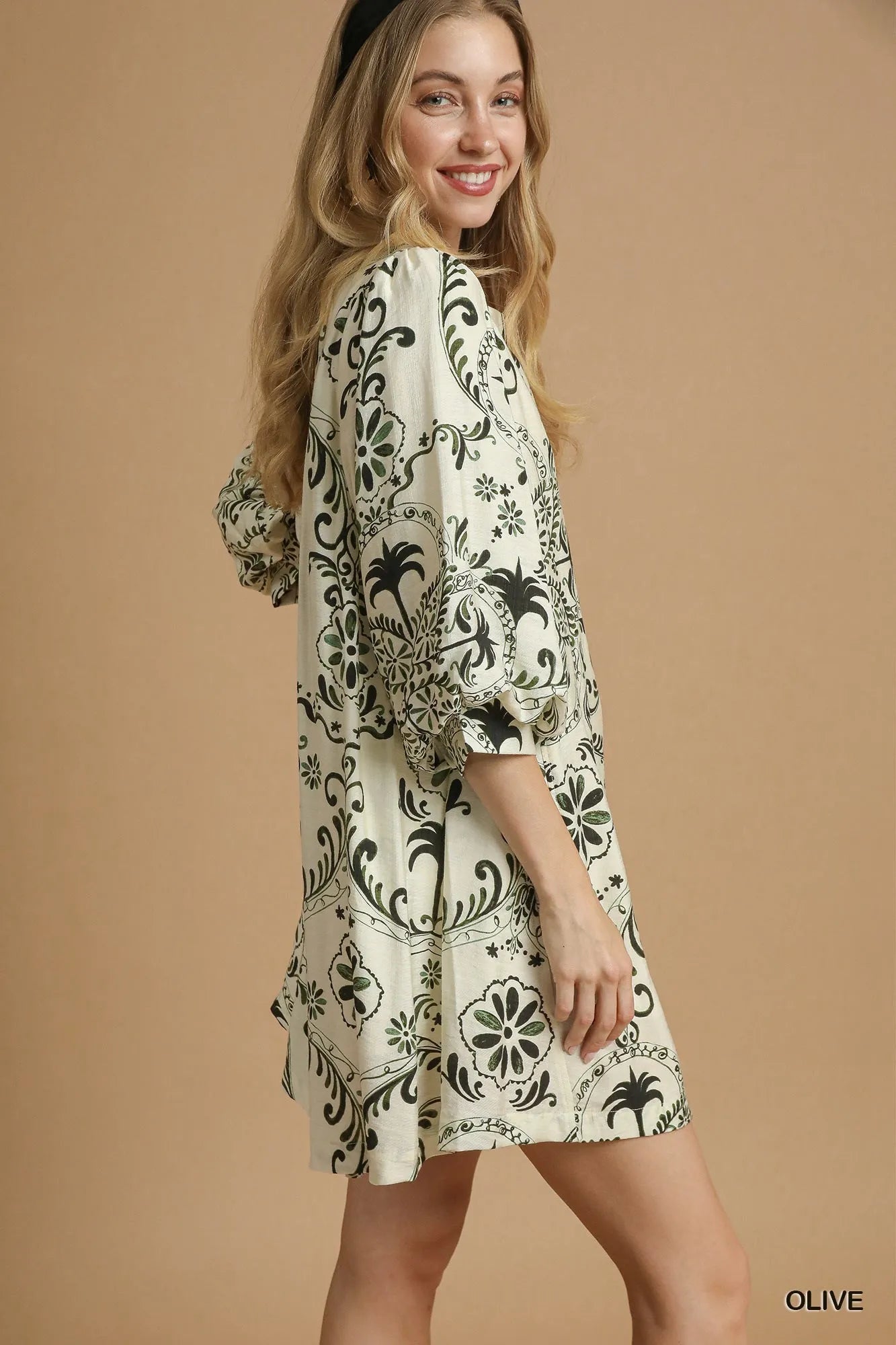 Umgee Boho Printed Balloon Sleeve Mini Dress - Jennie Dots
