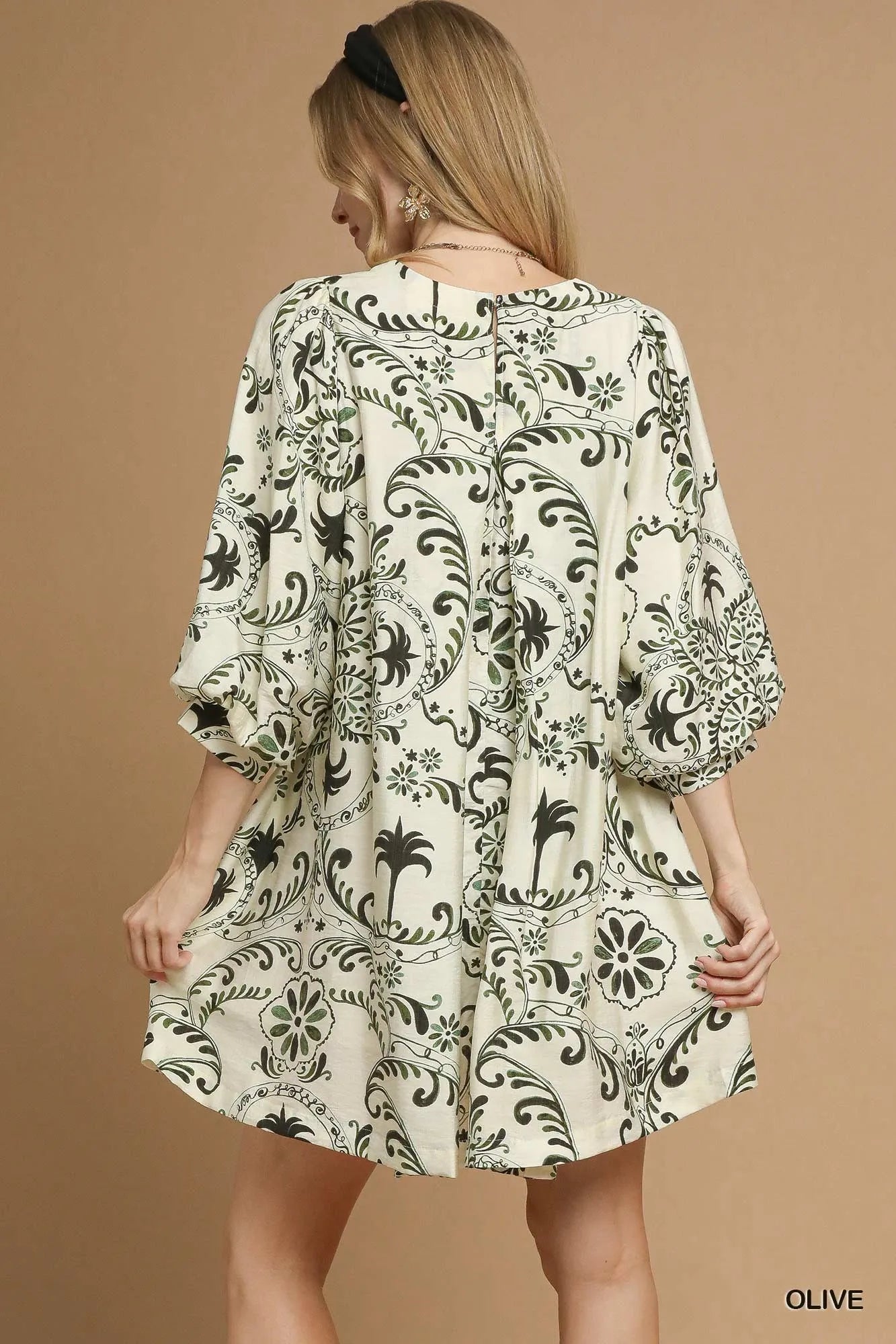 Umgee Boho Printed Balloon Sleeve Mini Dress - Jennie Dots