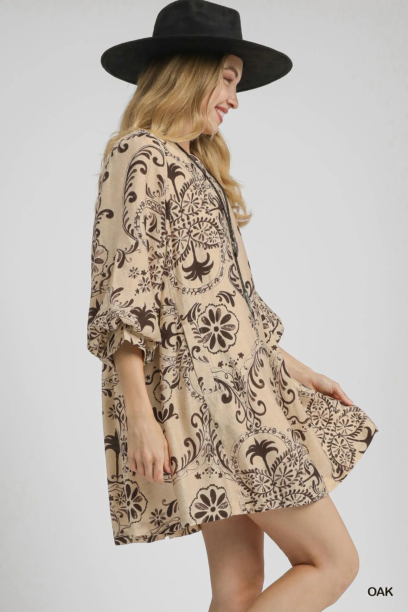 Umgee Boho Printed Balloon Sleeve Mini Dress - Jennie Dots