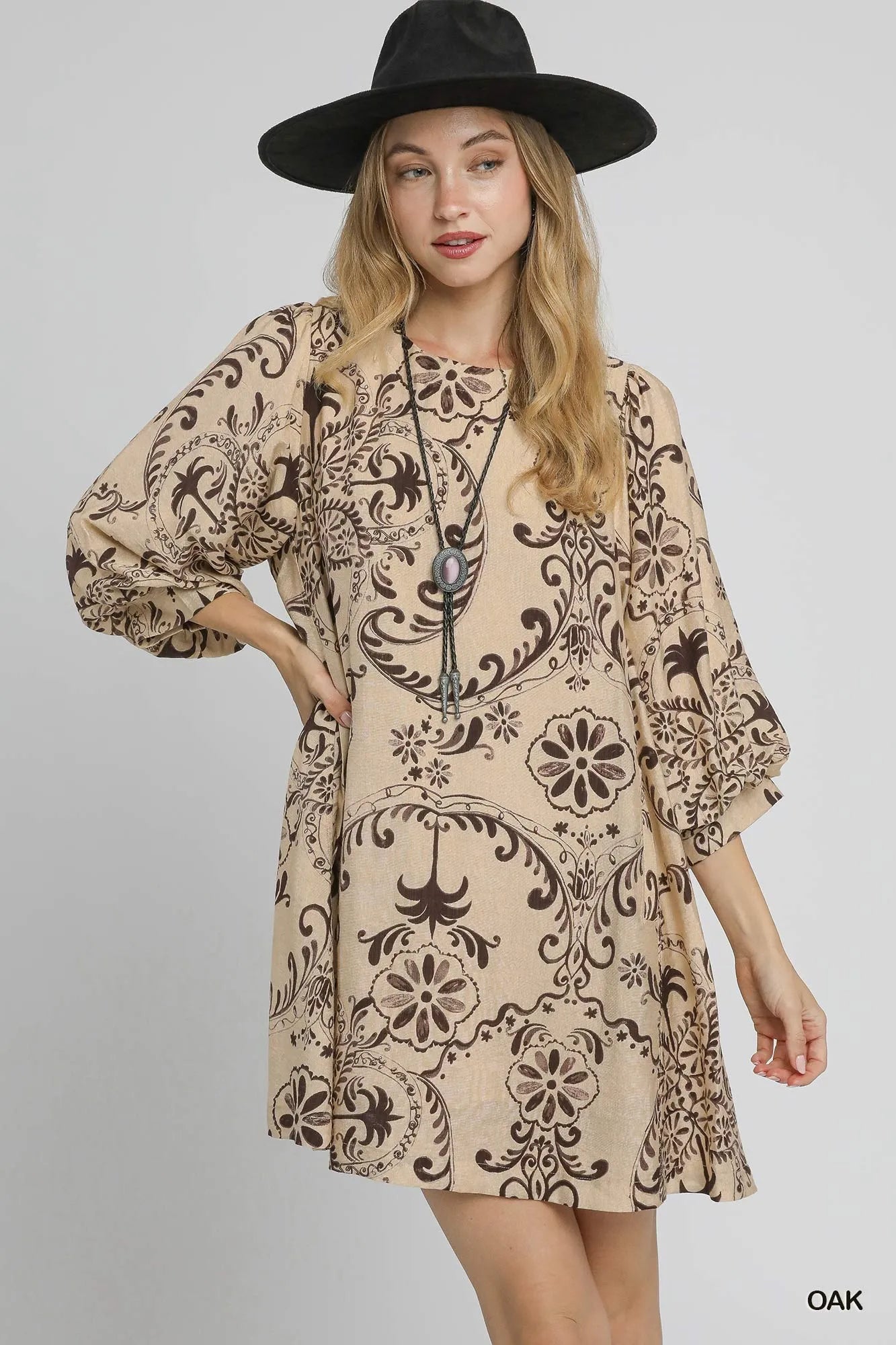 Umgee Boho Printed Balloon Sleeve Mini Dress - Jennie Dots