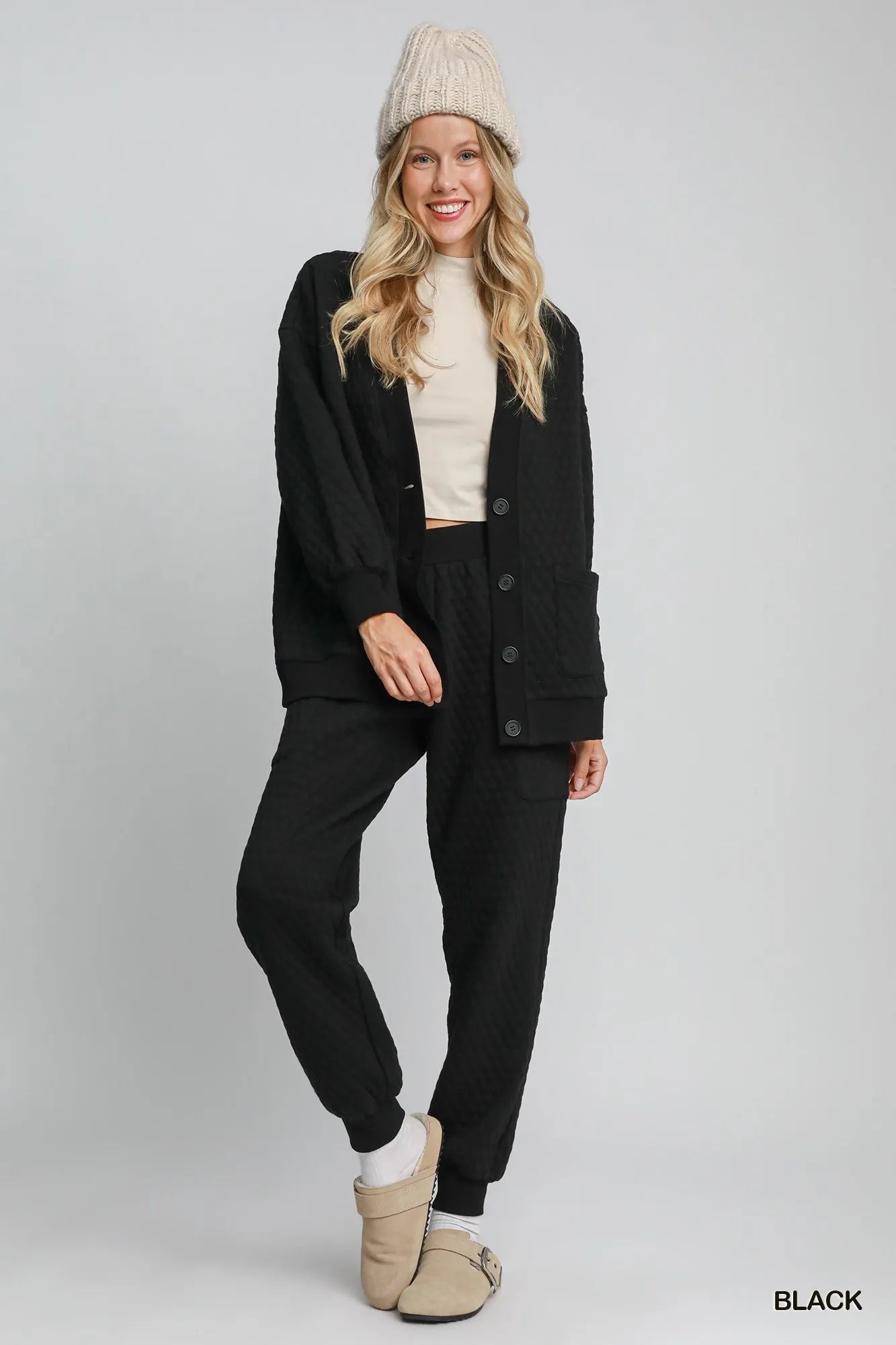 Umgee Button - Up Jacquard Cardigan - Jennie Dots