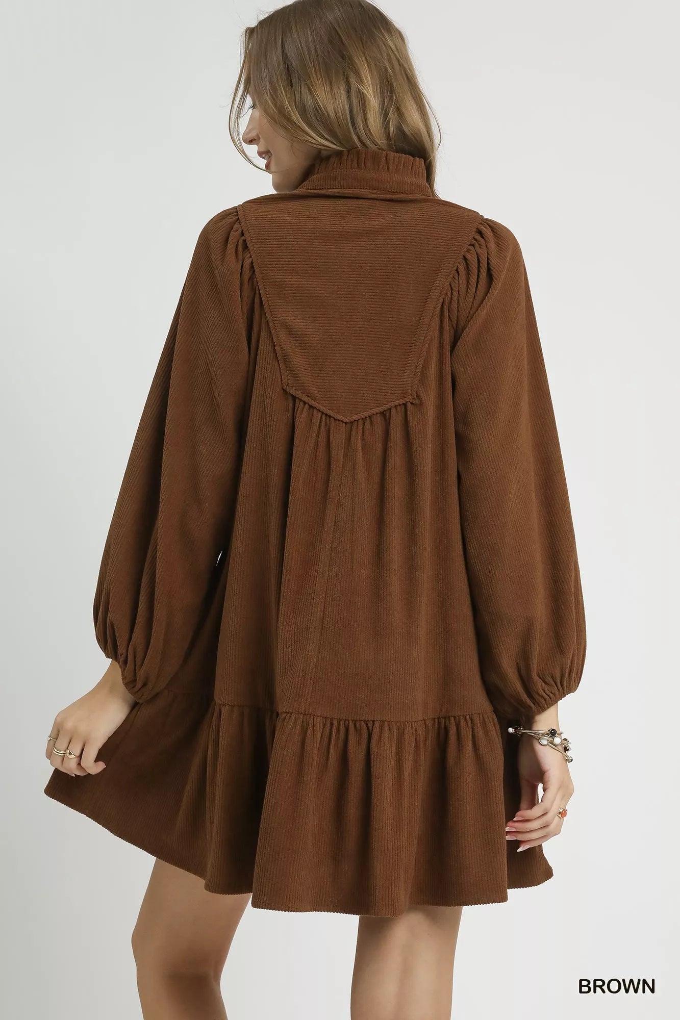 Umgee Corduroy Tiered Babydoll Dress - Jennie Dots