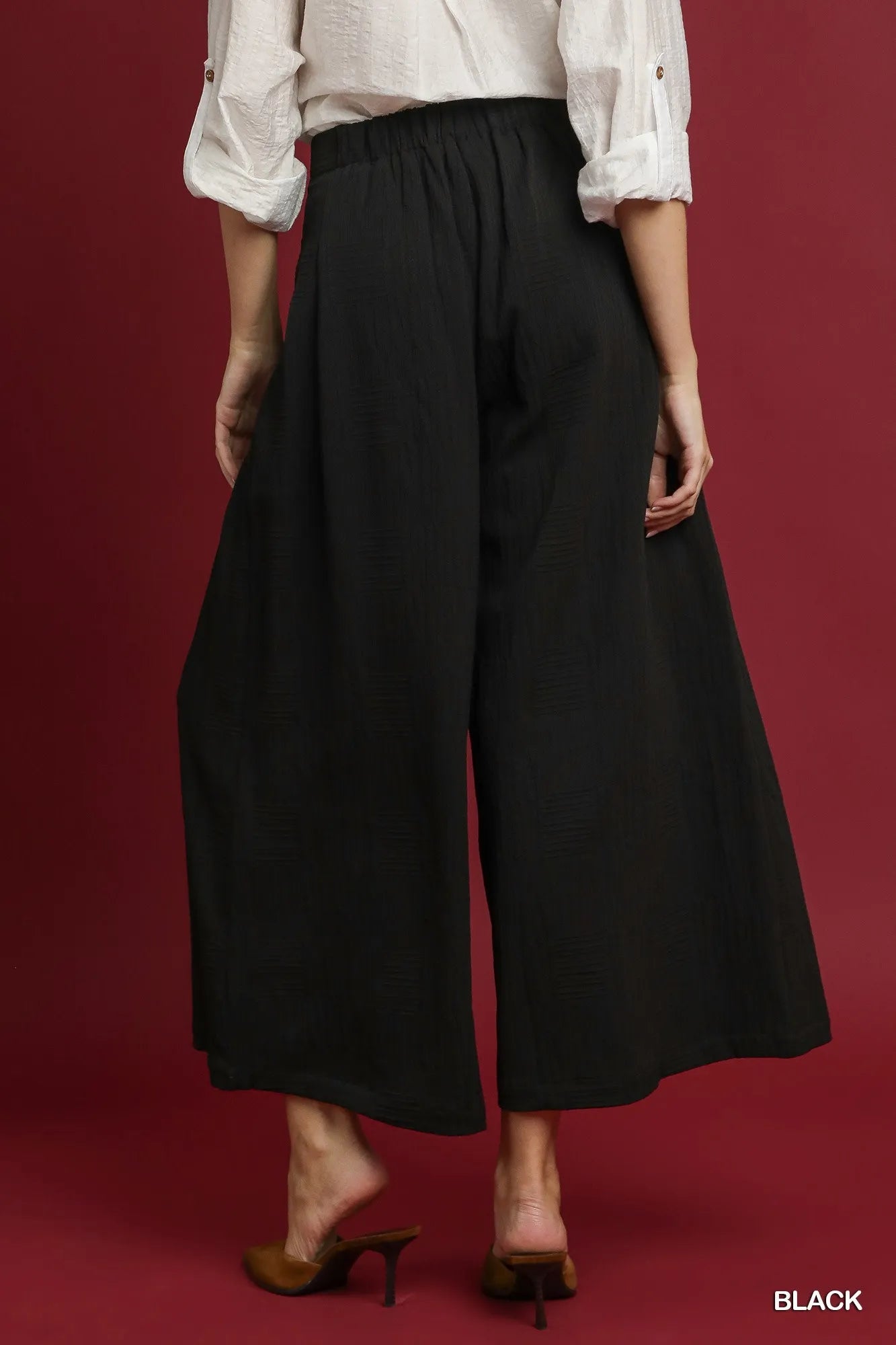 Umgee Elastic Waist Wide Leg Pants - Jennie Dots