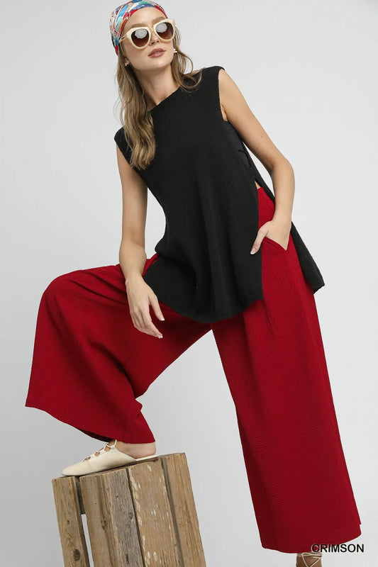 Umgee Elastic Waist Wide Leg Pants - Jennie Dots