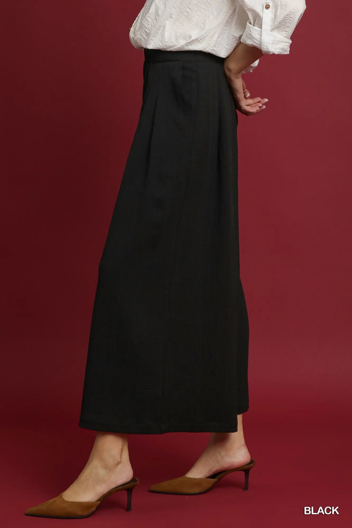 Umgee Elastic Waist Wide Leg Pants - Jennie Dots
