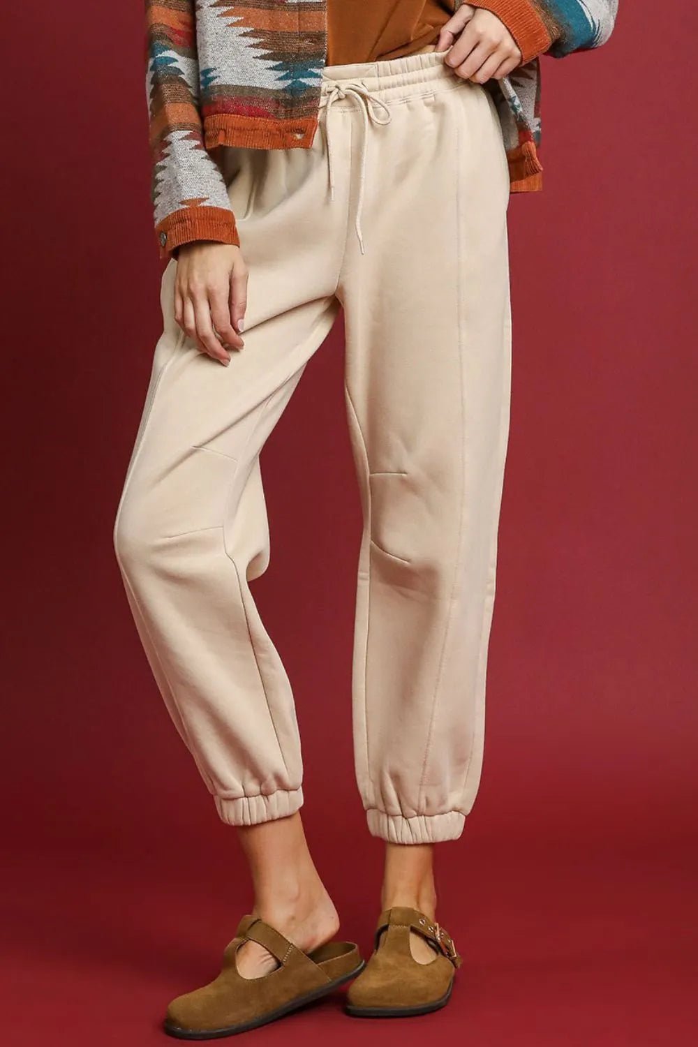 Umgee Fleece Jogger Pants with Drawstring - Jennie Dots