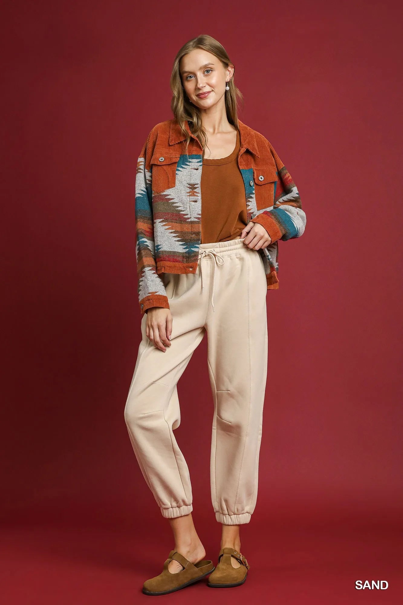 Umgee Fleece Jogger Pants with Drawstring - Jennie Dots