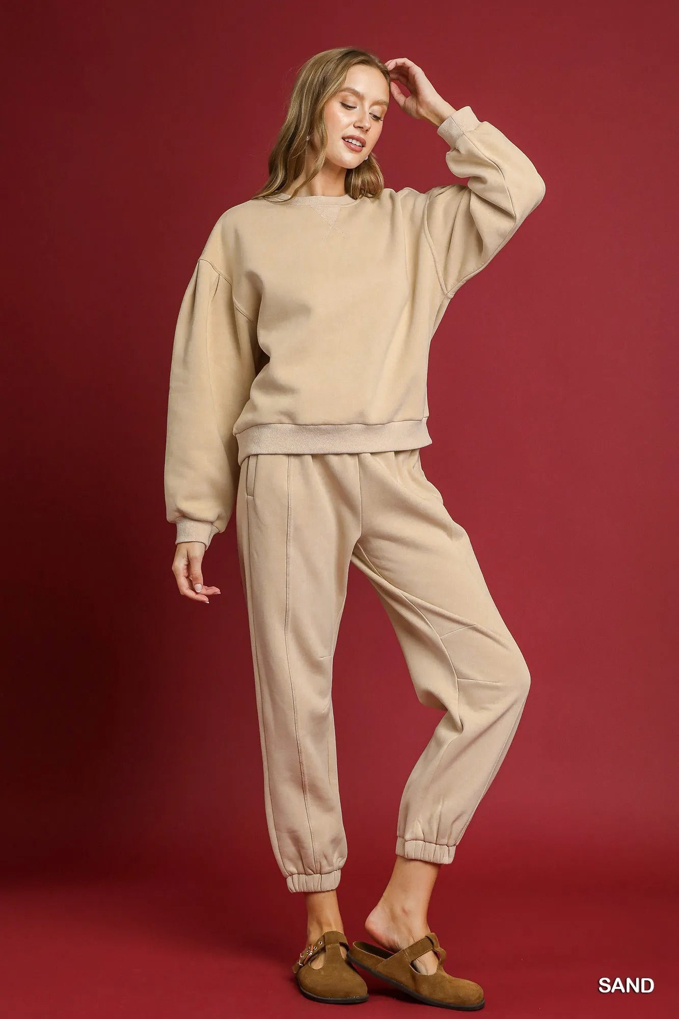 Umgee Fleece Jogger Pants with Drawstring - Jennie Dots