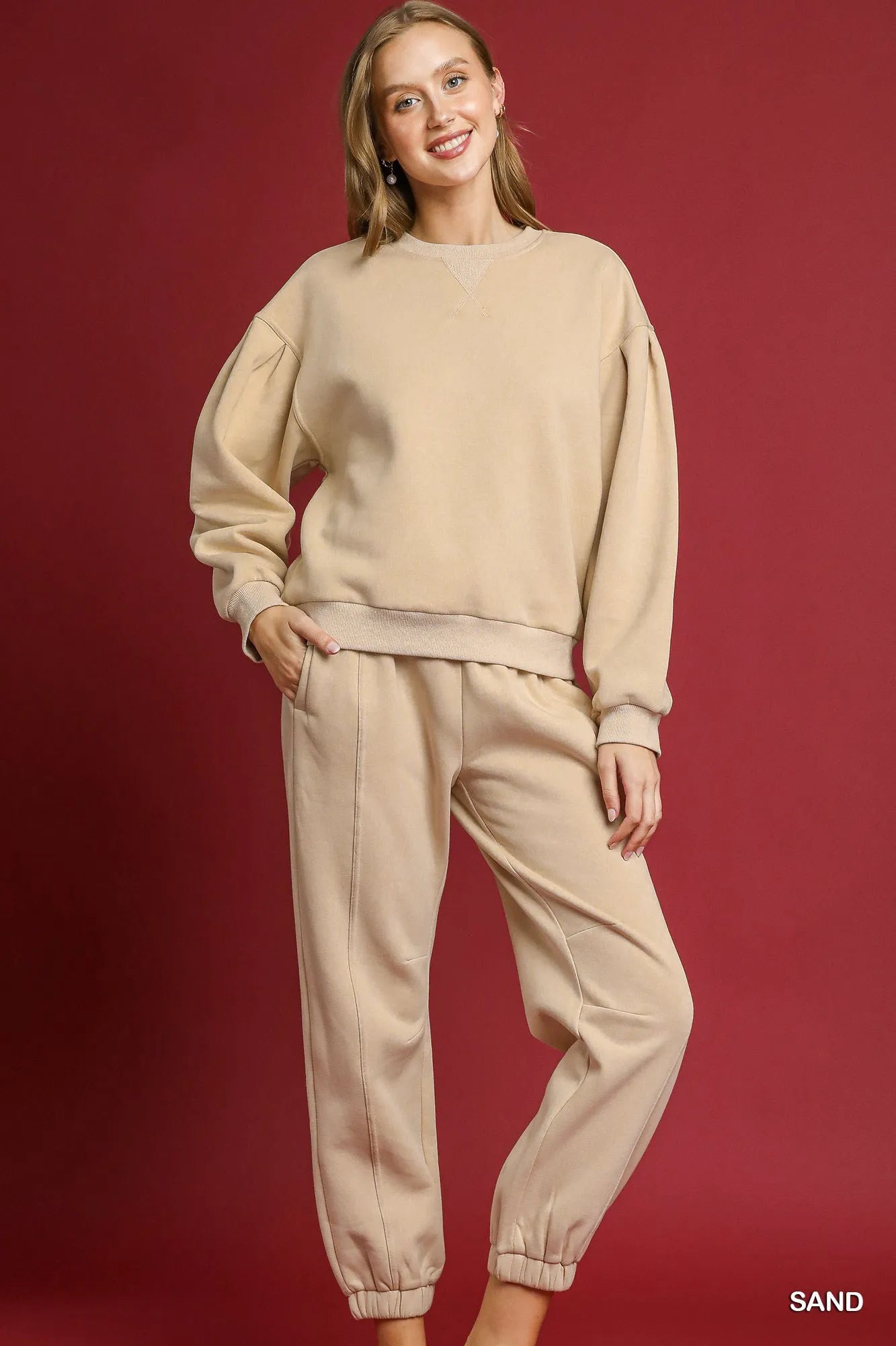 Umgee Fleece Jogger Pants with Drawstring - Jennie Dots