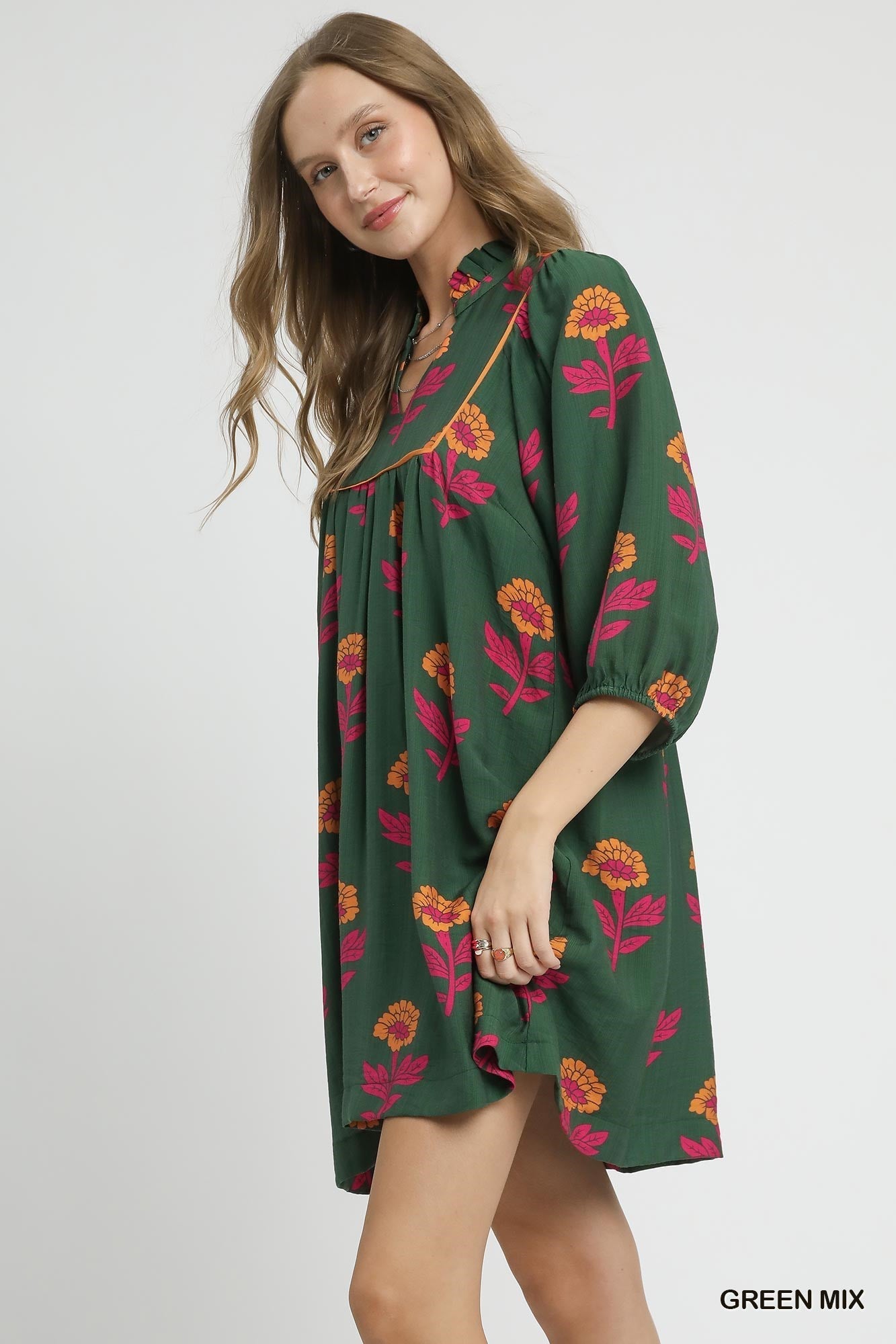 Umgee Floral Babydoll Tunic Dress - Jennie Dots