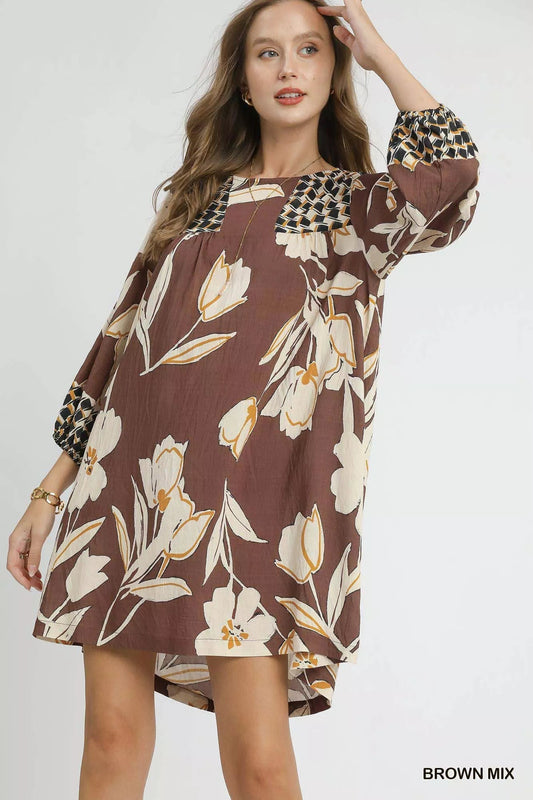 Umgee Floral High - Low Babydoll Dress - Jennie Dots