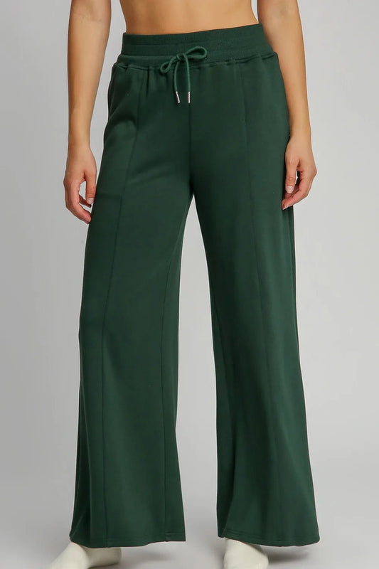 Umgee Full Size Drawstring Wide Leg Pants with Pockets - Jennie Dots
