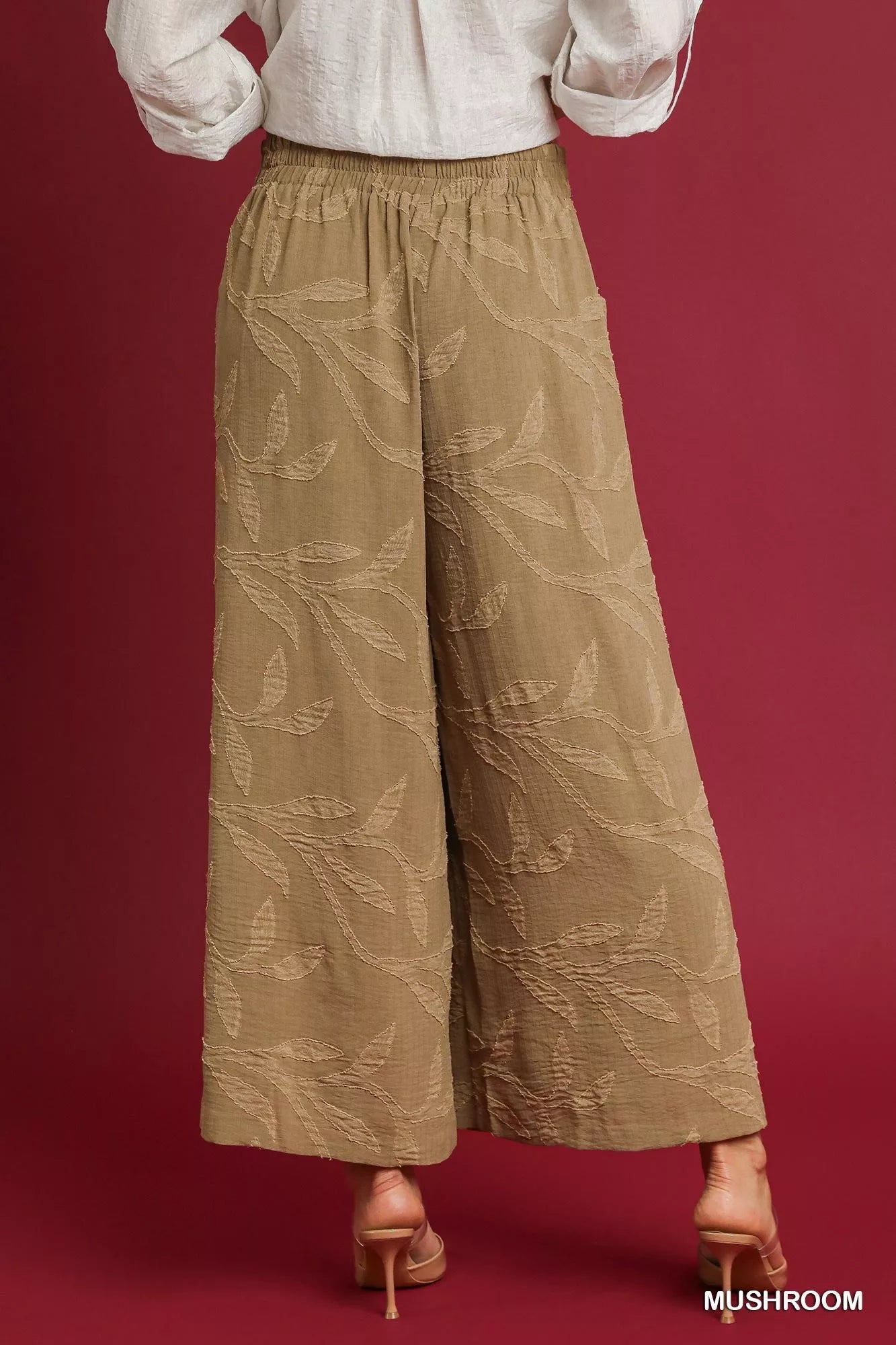 Umgee Jacquard Wide - Leg Pants - Jennie Dots