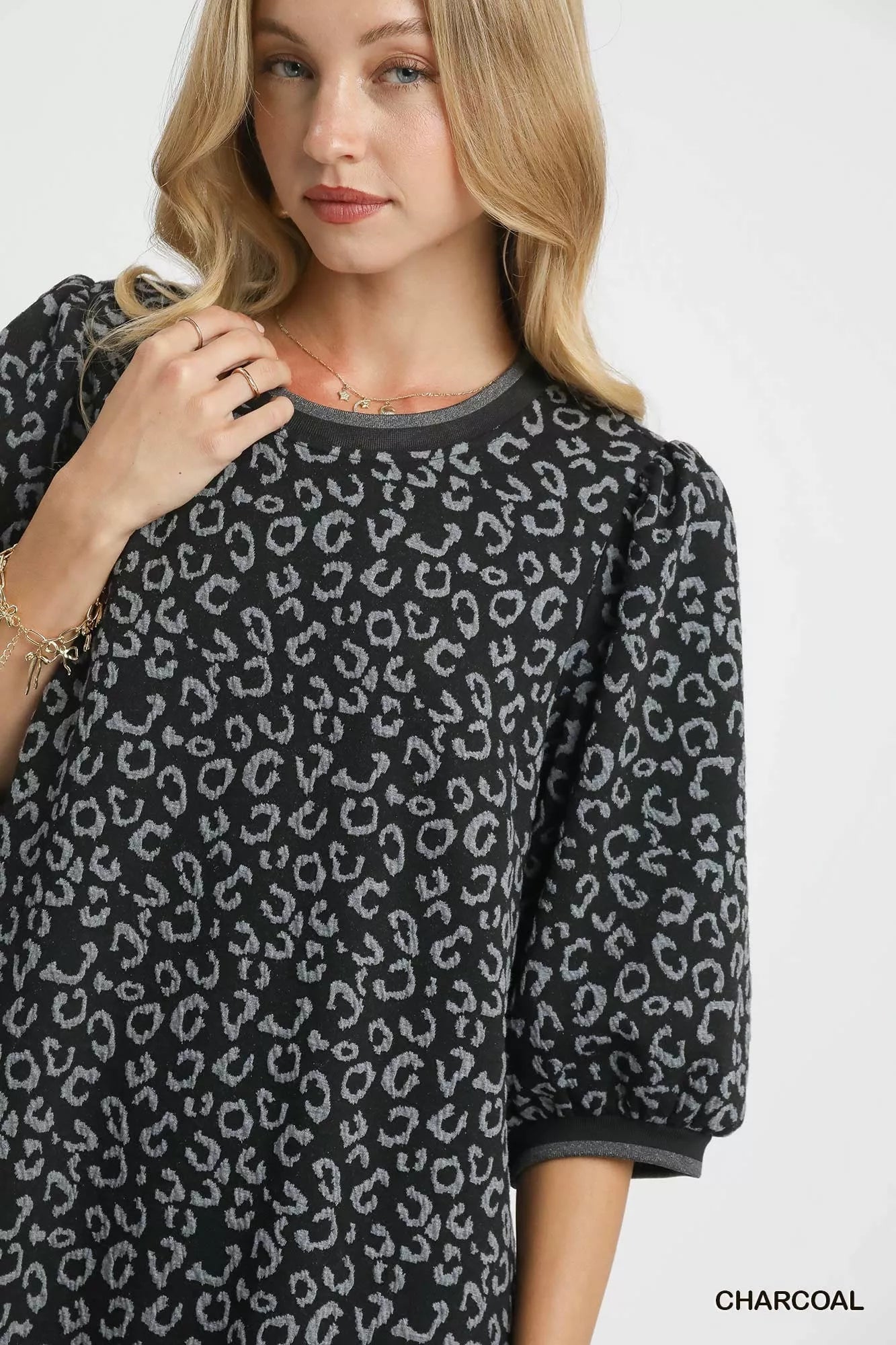 Umgee Leopard Print Jacquard Mini Dress - Jennie Dots