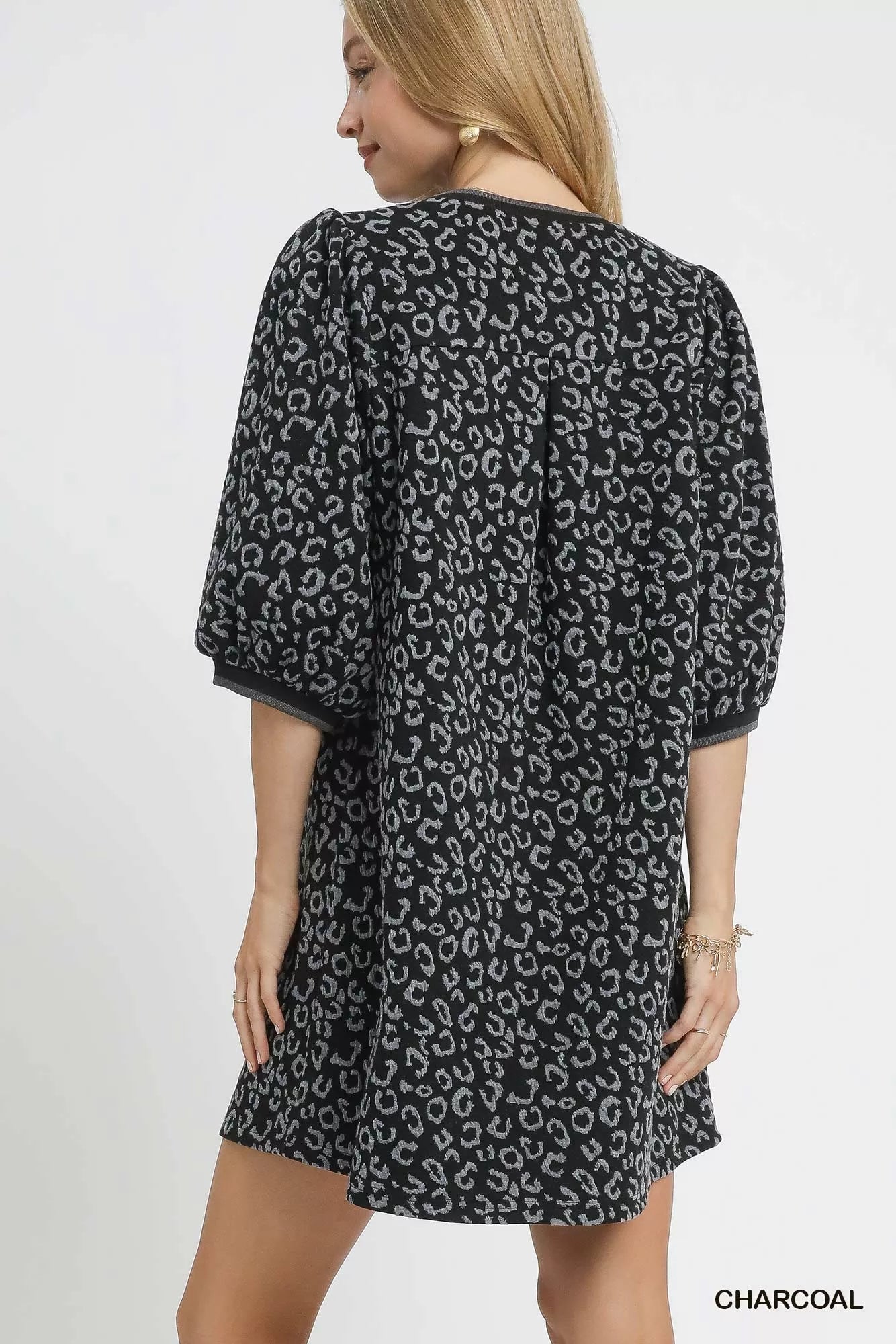 Umgee Leopard Print Jacquard Mini Dress - Jennie Dots