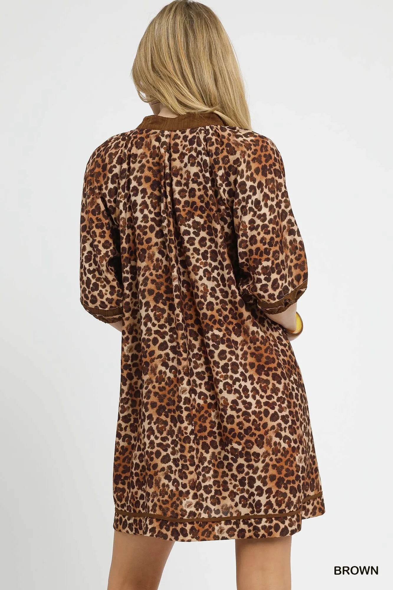 Umgee Leopard Print Mini Dress with Contrast Trim - Jennie Dots