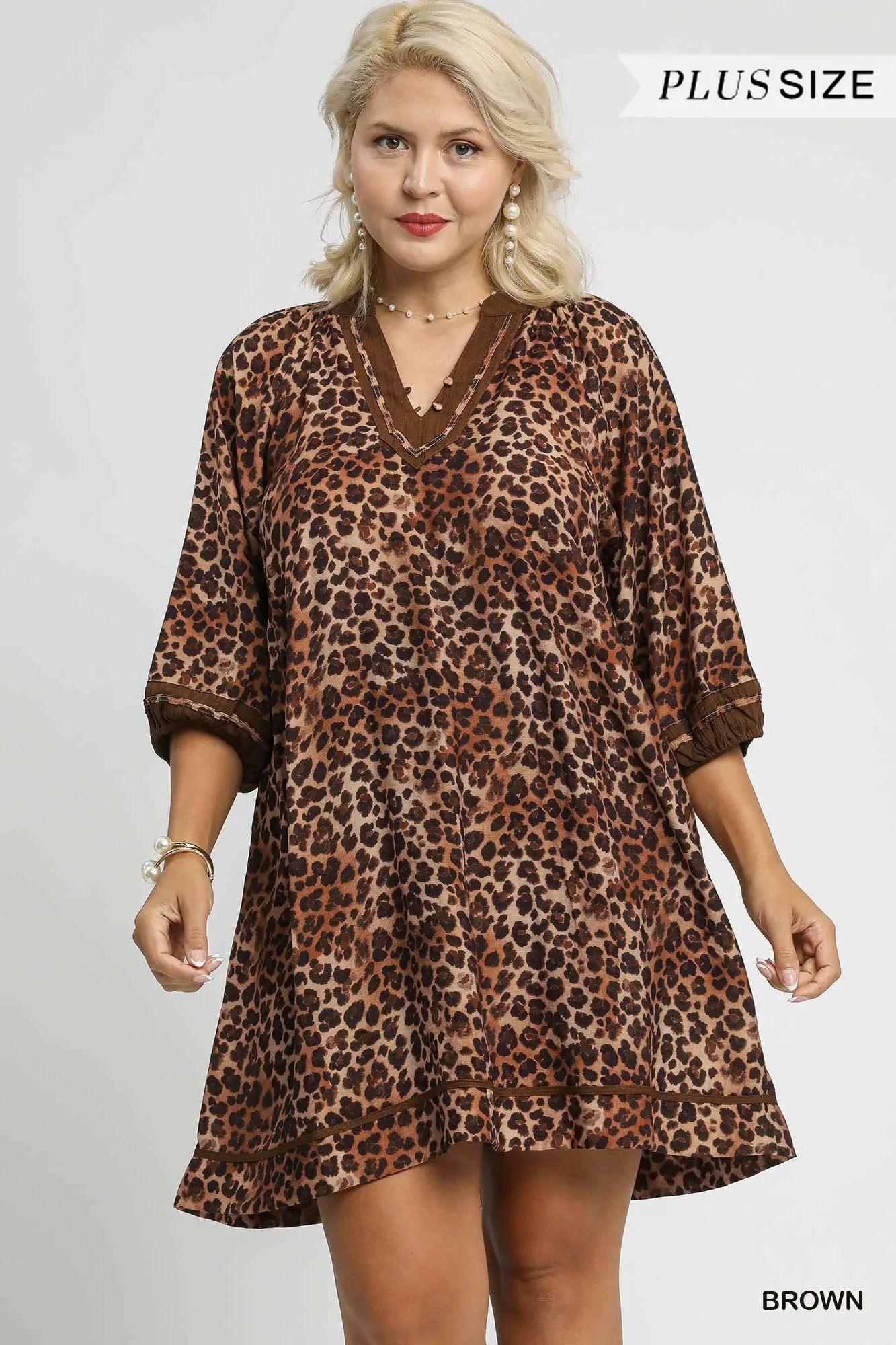 Umgee Leopard Print Mini Dress with Contrast Trim - Jennie Dots