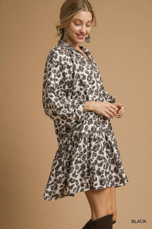 Umgee Leopard Print Tiered Mini Dress - Jennie Dots