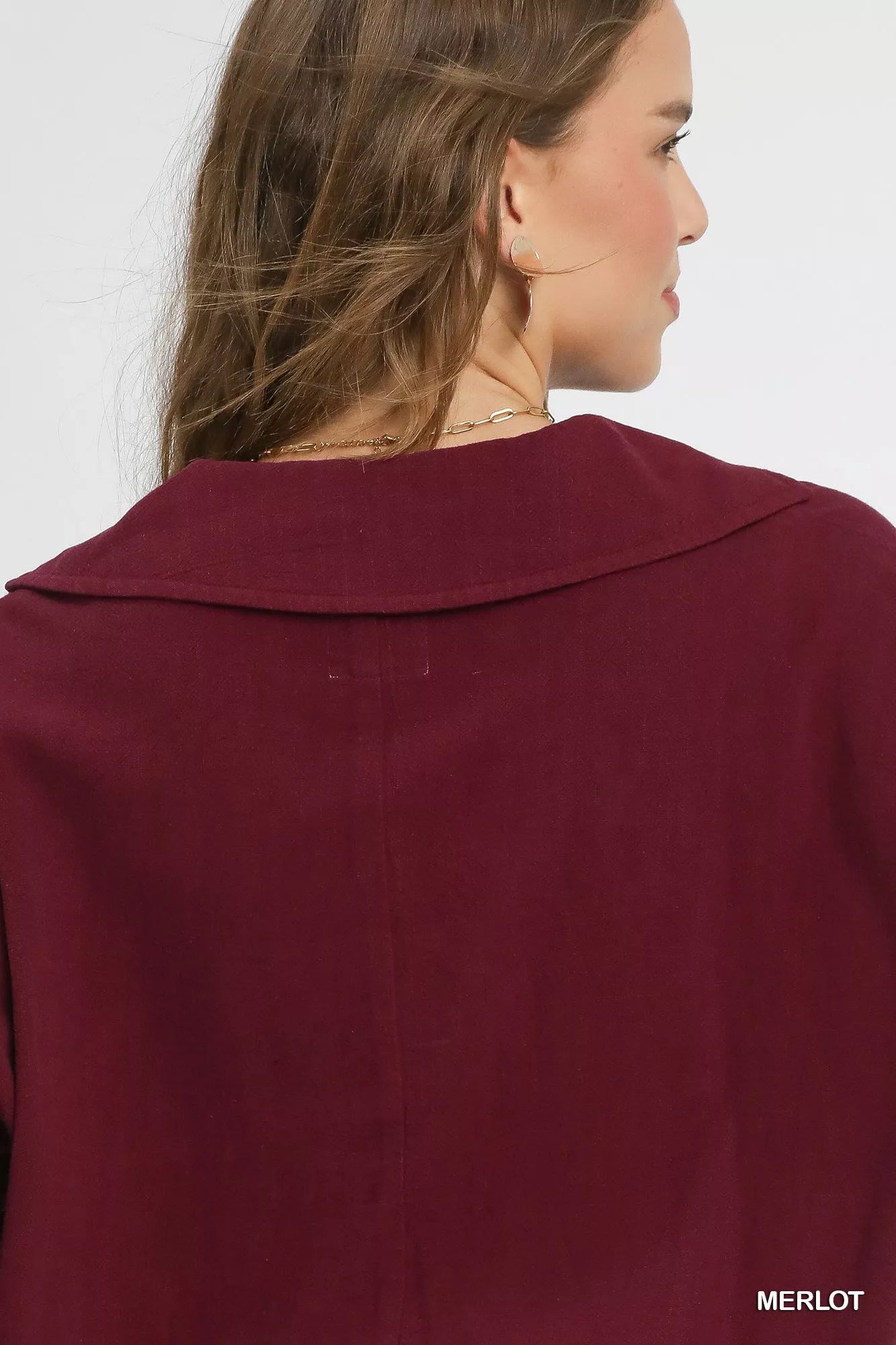 Umgee Linen Long Sleeves Elastic Hem Blouse - Jennie Dots