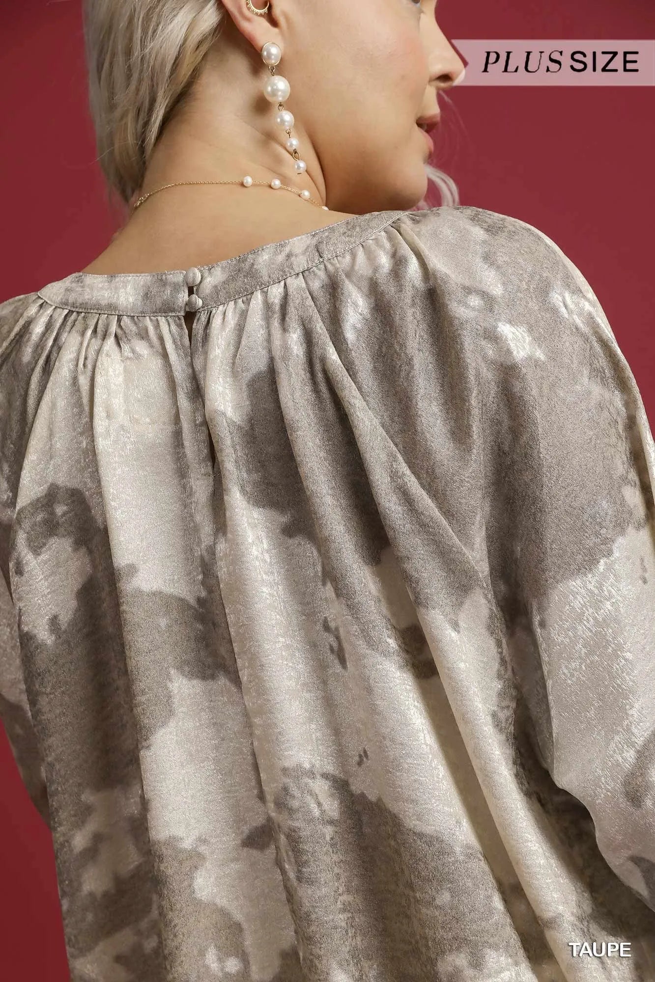 Umgee Metallic Fabric Blouse with Balloon Sleeves - Jennie Dots