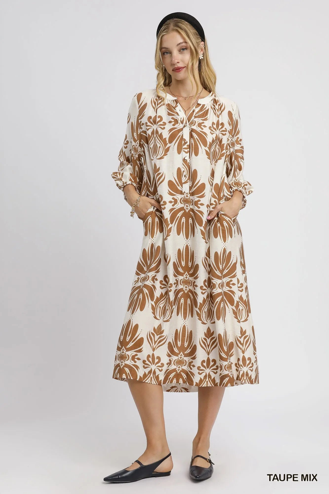 Umgee Mix Abstract Floral Print Midi Dress - Jennie Dots