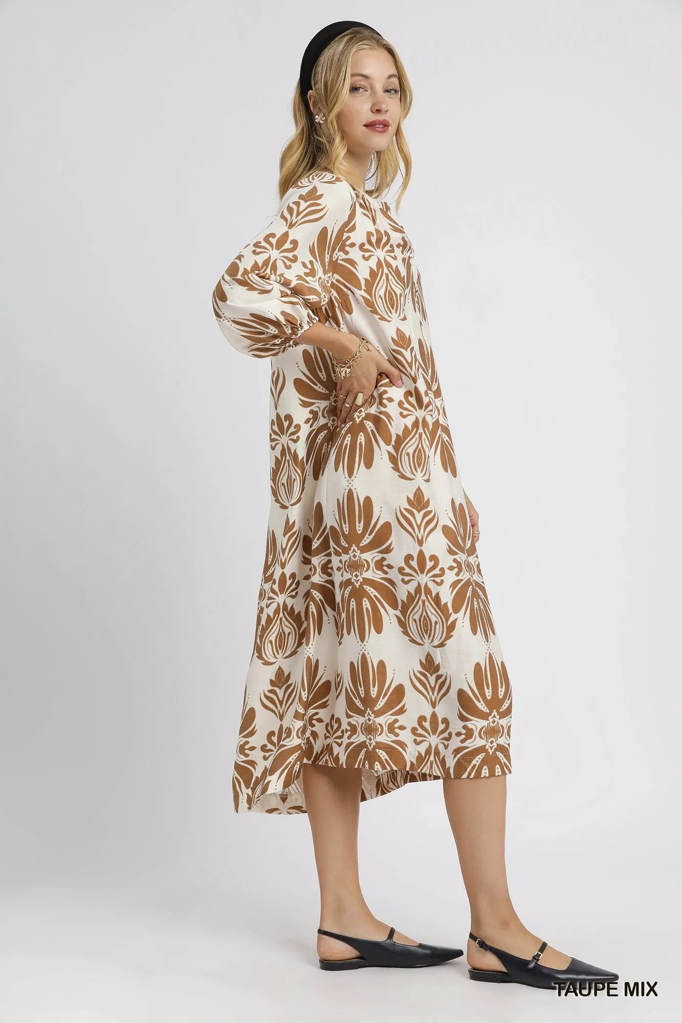 Umgee Mix Abstract Floral Print Midi Dress - Jennie Dots