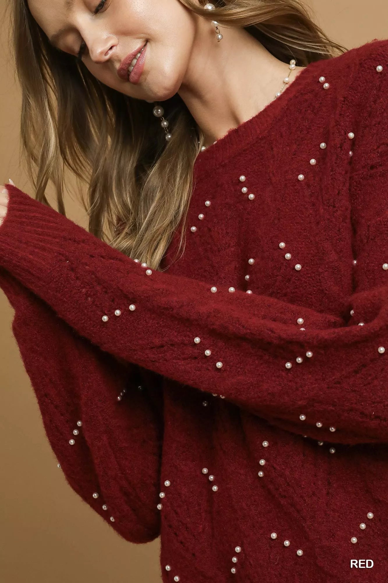 Umgee Pearl - Embellished Long Sleeve Sweater - Jennie Dots
