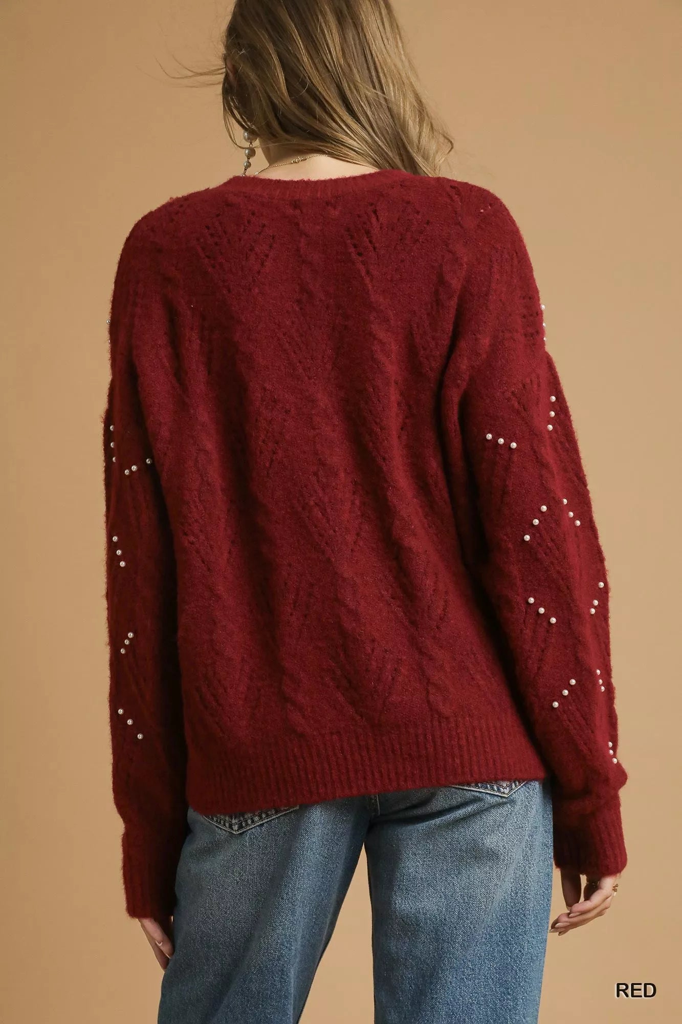 Umgee Pearl - Embellished Long Sleeve Sweater - Jennie Dots