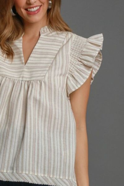 Umgee Striped Babydoll Top - Jennie Dots