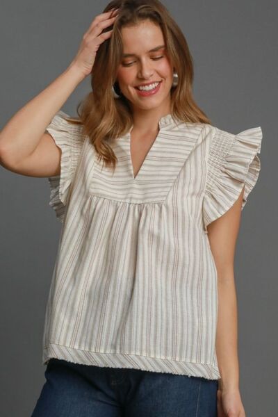 Umgee Striped Babydoll Top - Jennie Dots