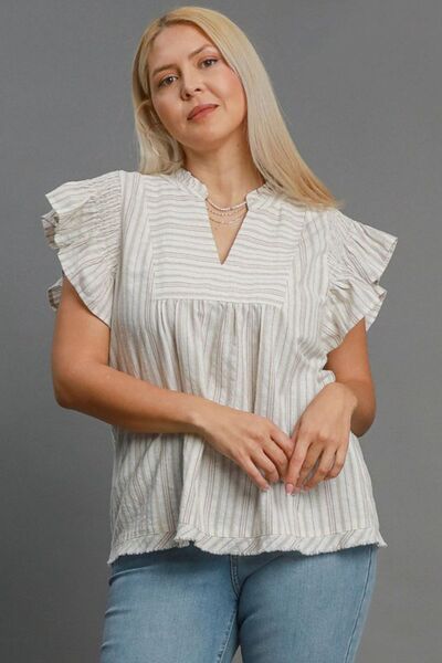 Umgee Striped Babydoll Top - Jennie Dots