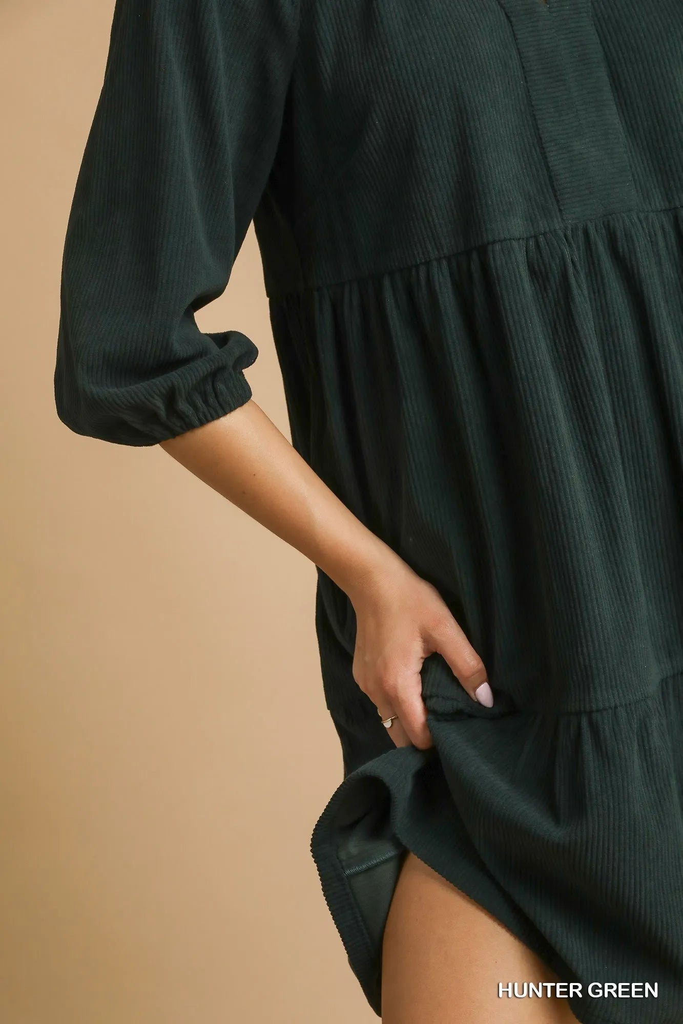 Umgee Tiered Johnny Collar Balloon Sleeve Dress - Jennie Dots