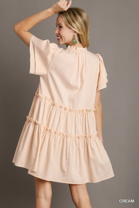 Umgee Tiered Ruffle Swing Dress - Short Sleeve Dress - Jennie Dots