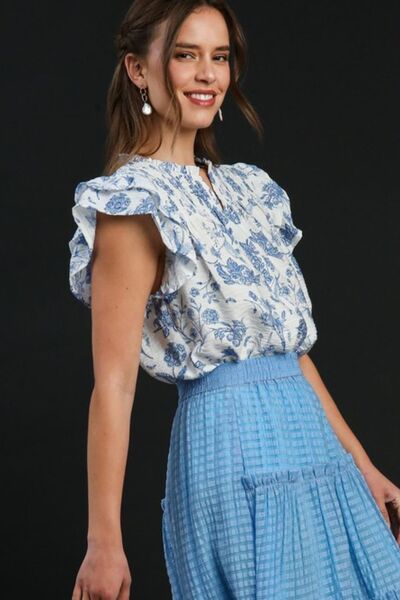 Umgee Two Tone Boxy Cut Floral Print - Jennie Dots
