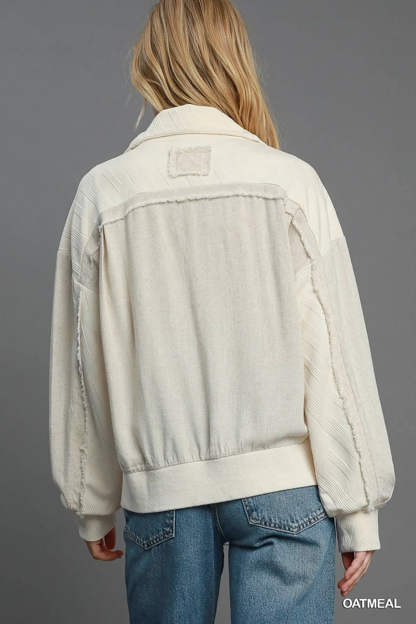 Umgee Two - Way Jacquard Zip - Up Jacket - Jennie Dots