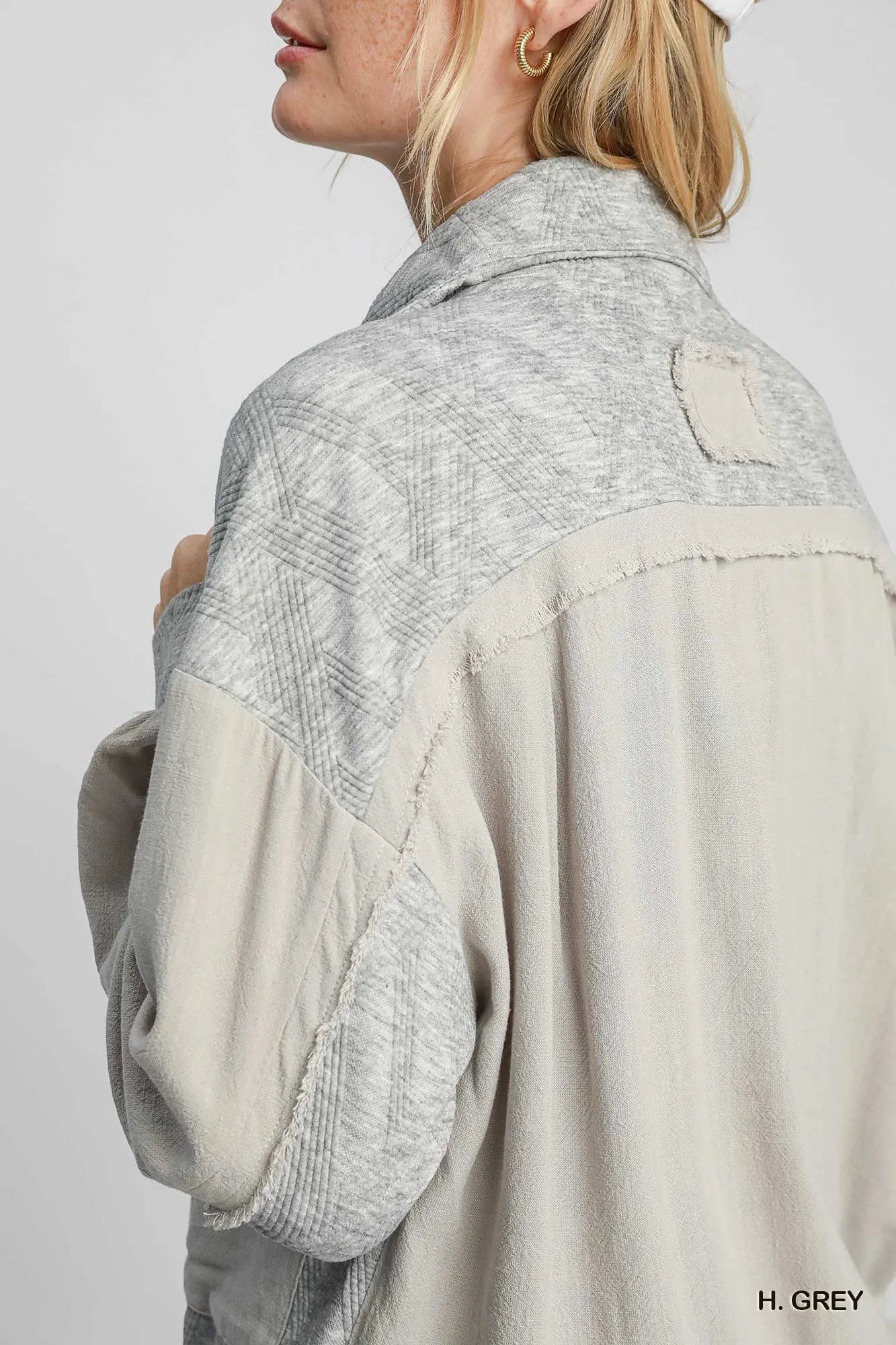Umgee Two - Way Jacquard Zip - Up Jacket - Jennie Dots