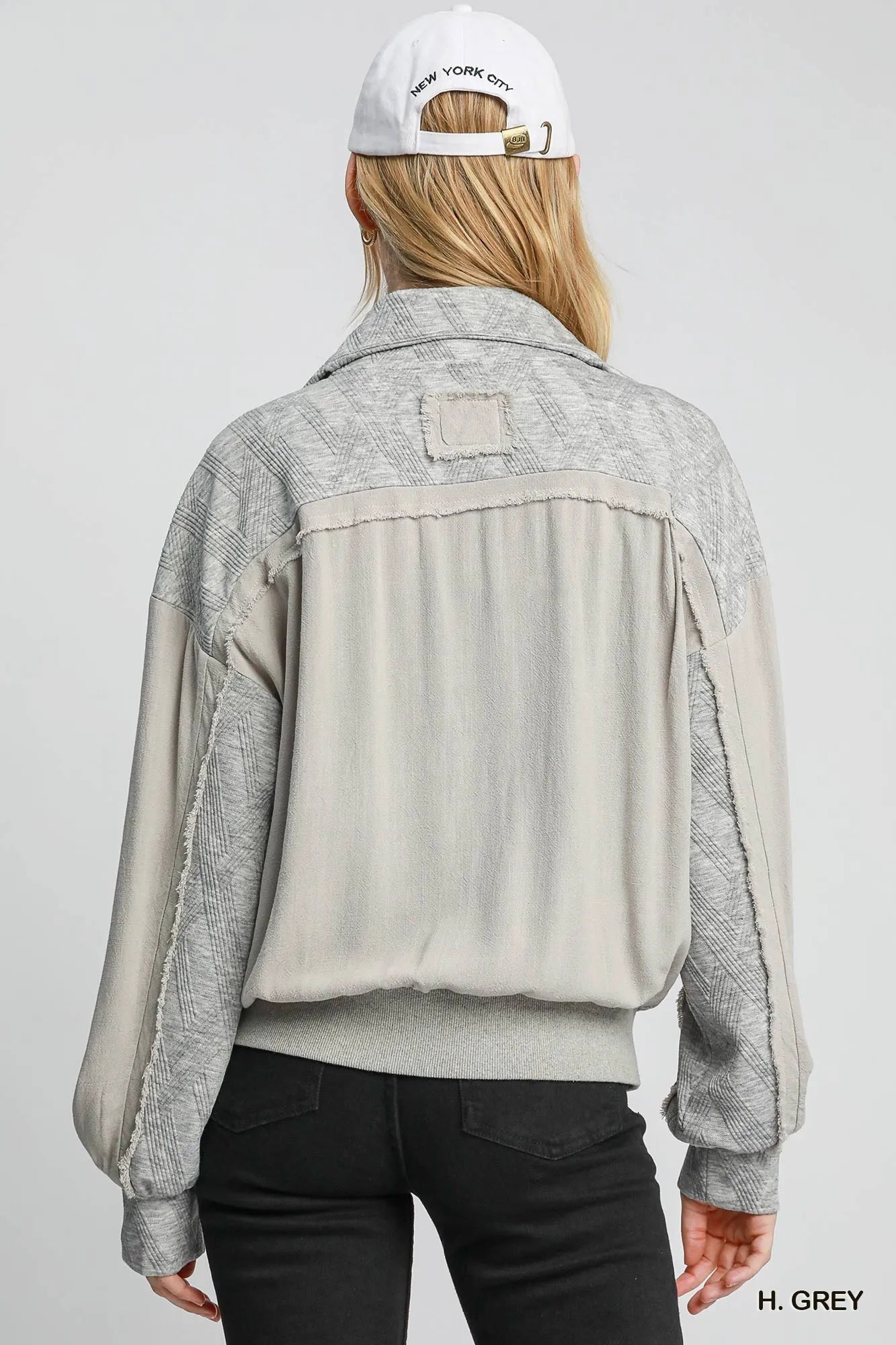 Umgee Two - Way Jacquard Zip - Up Jacket - Jennie Dots