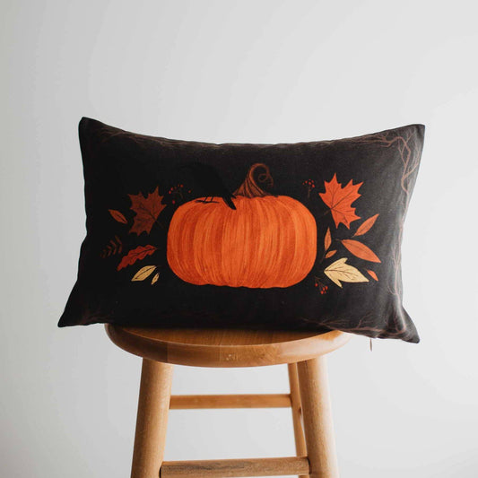 UniikPillows - Primitive Dark Fall Pumpkin Lumbar Pillow Cover | 18x12 - Jennie Dots