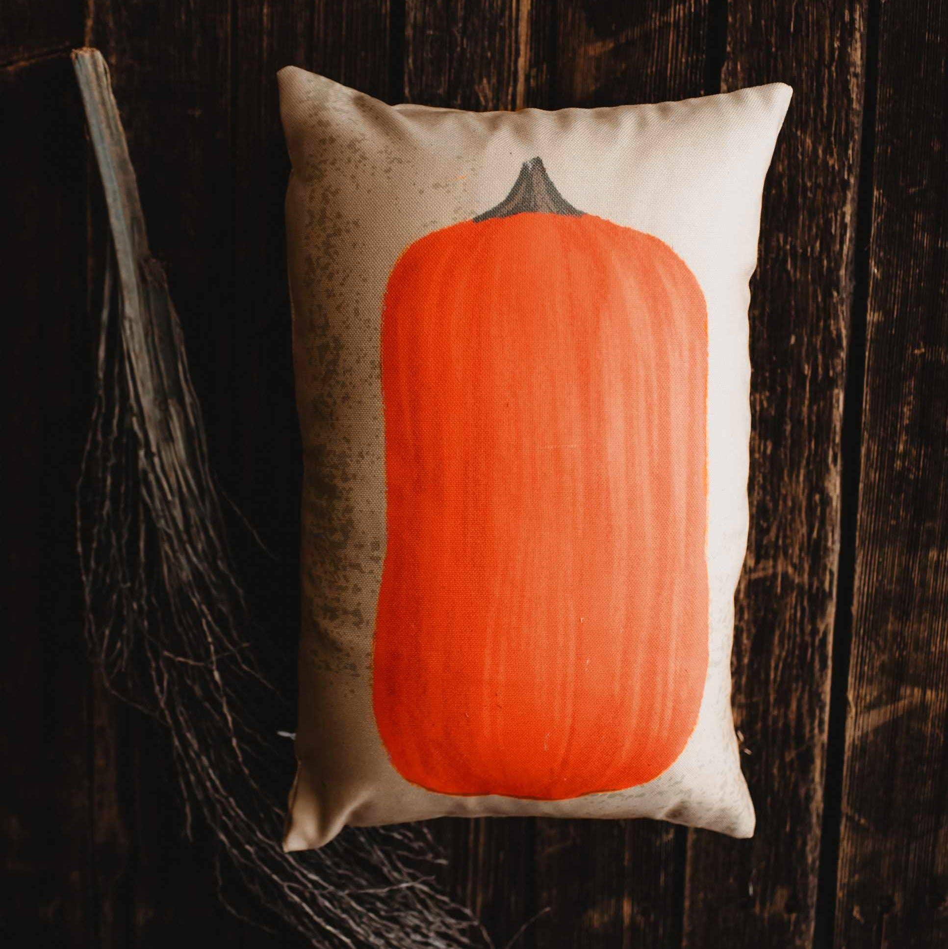 UniikPillows - Primitive Flat Fall Pumpkin Lumbar Pillow | 18x12 - Jennie Dots
