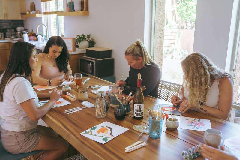 Vibrant Butterflies Meditative Art paint by number kit in group setting.