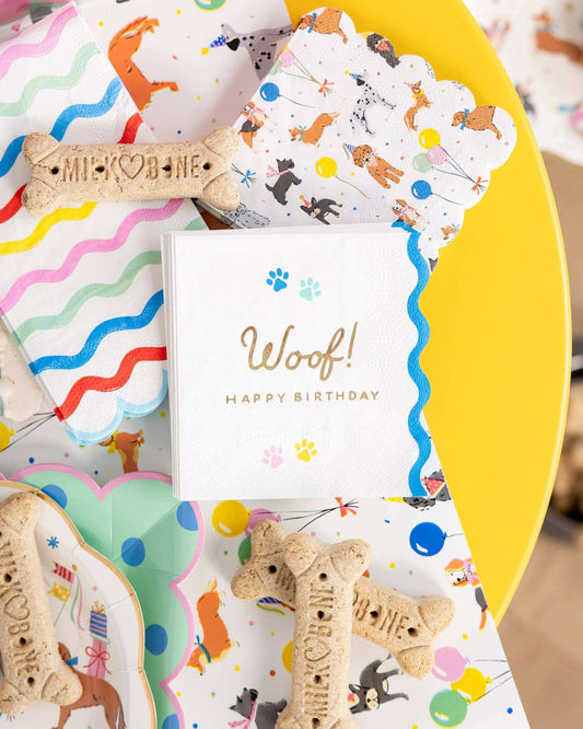 Woof Paw Print Cocktail Napkins - Jennie Dots