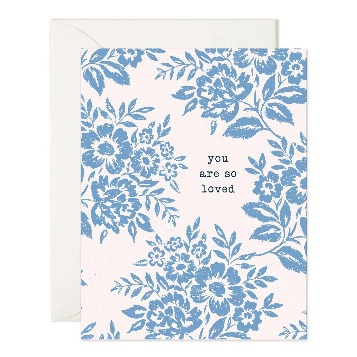 You Are So Loved lace floral greeting card with matching envelope.