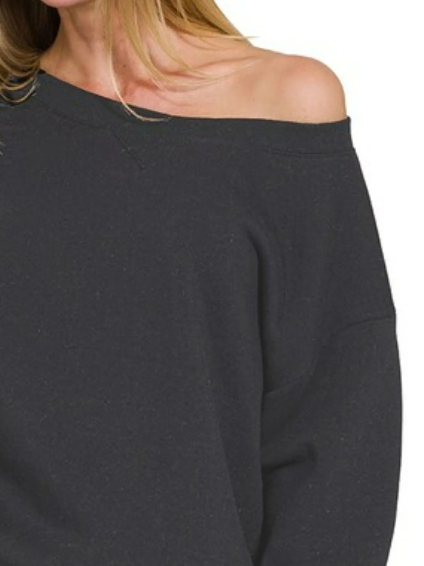Zenana Fleece Boat Neck Sweatshirt and Shorts Set - Jennie Dots