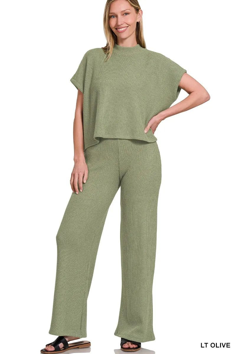 Zenana Sweater Boxy Top & Long Pants Set - Jennie Dots